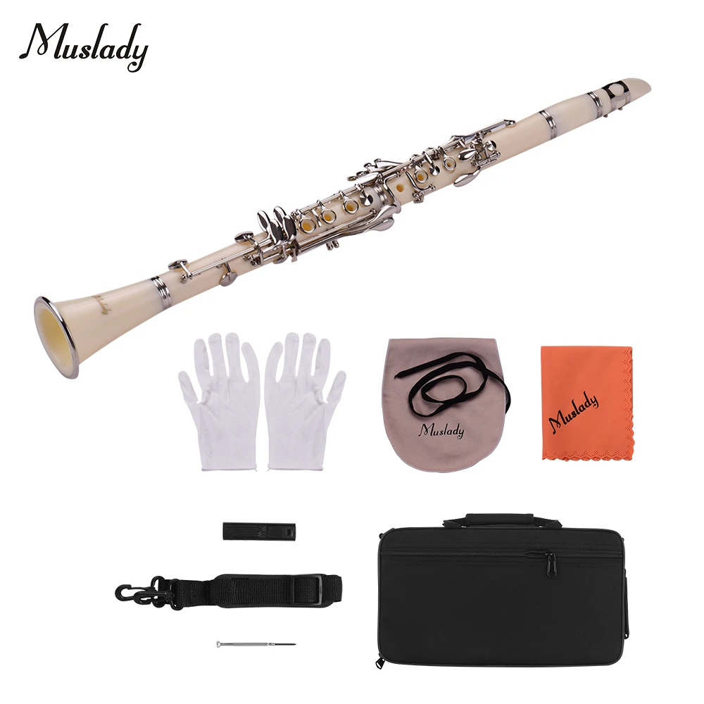Muslady ABS 17 клавишный кларнет Bb плоский с сумкой для переноски искусственный мини