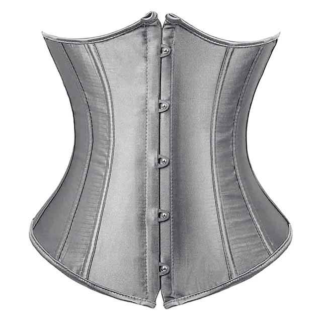 Underbust Corset Sexy Women's Underwear Waist Slimming Body Shaper for Women Steampunk Lace-up Corset gray