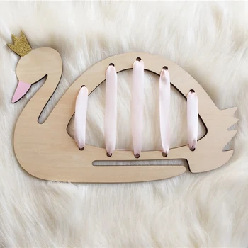 

Nordic Style Wood Swan Jewelry Storage Baby Hair Clips Holder Organizer Hanging Wall Ornaments Home Decor Photography Props
