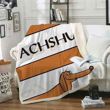 

Newest 3D Printed Throw Blanket Cartoon Pet Dog Bedspread Brown Striped Sherpa Plush Bed Blanket