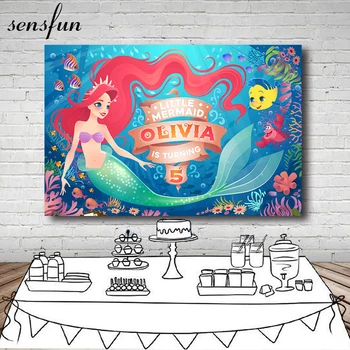 

Sensfun Under The Sea Little Mermaid Princess Ariel Backdrops Flash Girls Birthday Party Photography Backgrounds Custom Backdrop