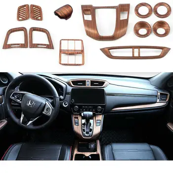 

12pcs/Set Car Interior Kit Cover Trim Peach Wood Grain ABS New Durable