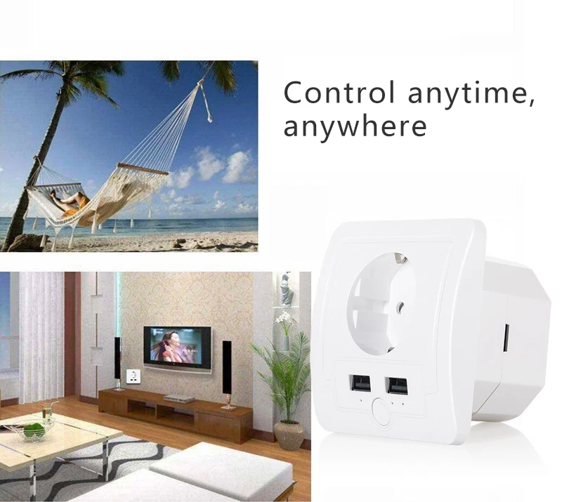 Стандарт ЕС Smart Plug Wifi розетка для стены Tuya Smart Life APP control, Alexa, Google home, Google Nest, IFTTT, голосовое управление