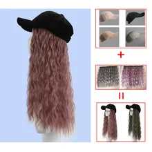 Длинные вьющиеся парик крышка длинные волосы Baseball cap мяч cap s Повседневная шляпа с парик cap синтетический