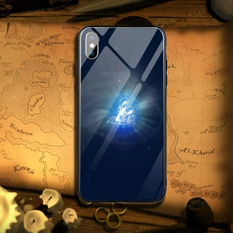 Чехлы для телефонов из закаленного стекла для iPhone 5 5S SE 10 8 7 Plus 6 6S Plus X XR XS 11 Pro Max Знаки зодиака дизайн