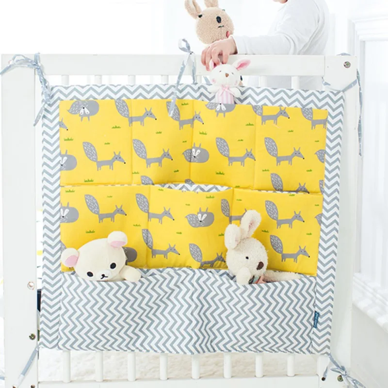 Муслиновая кровать подвесная сумка для хранения детская кровать Брендовая детская хлопковая кроватка Органайзер 60*50 см игрушка подгузник карман