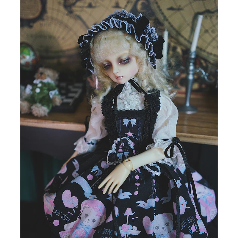 Платье для куклы BJD костюм рубашка со средним рукавом+ юбка с принтом+ повязка для волос+ носок для 1/6 1/4 1/3 BJD гигантские аксессуары для куклы