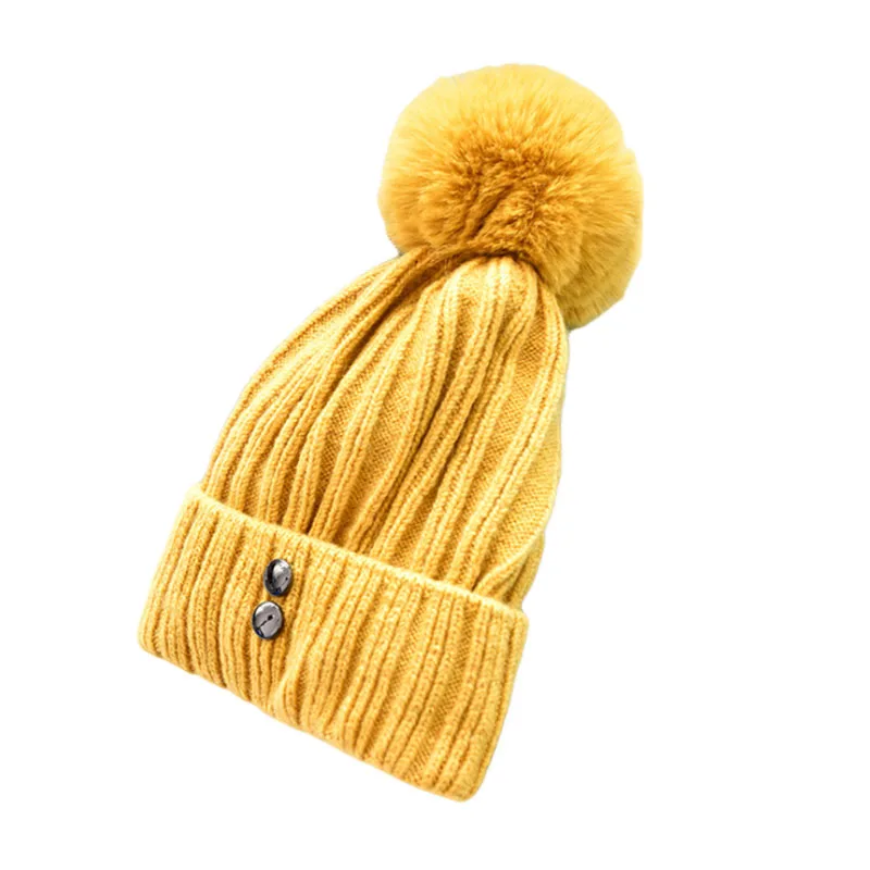 Шапки осень/зима для женщин Девушки Skullies Beanies женские шапочки теплые вязаные однотонная шляпа женская зимняя шапочка-бини шапка