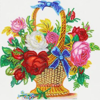 

5D DIY Diamond Painting Flower Basket Shaped Diamond Embroidered Rhinestone Crystal Diamond Mosaic Home Decoration LK070
