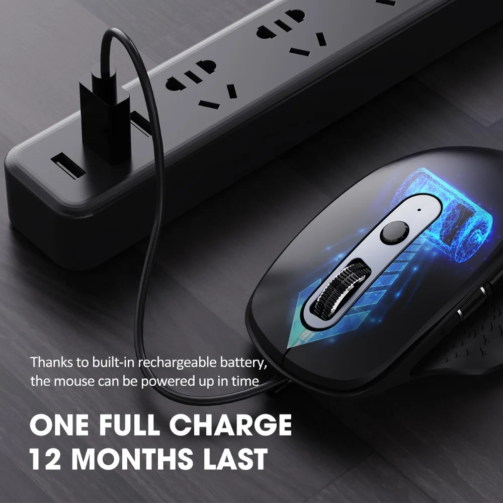 recarregável computador mouse 8 botões 3200 dpi