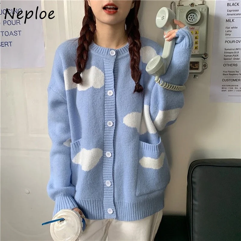 Korean Fashion Sweet Blue Knitted 