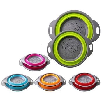 

Foldable Drain Basket Colander Fruit Vegetable Washing Basket Strainer Collapsible Drainer With Handle Kitchen Storage Tools