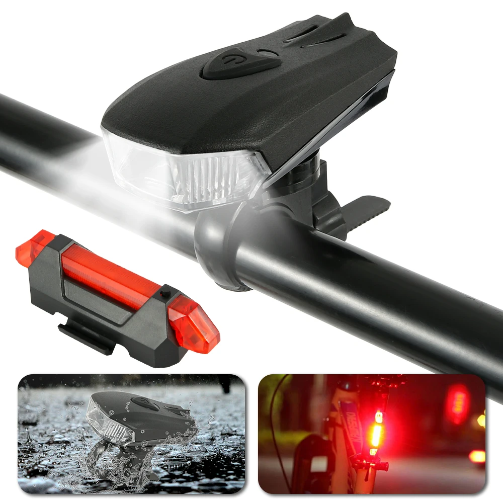 In Stock Bicycle Smart Light USB Rechargeable Bike Light Waterproof LED Headlight & Cycling Taillight Bike Accessories