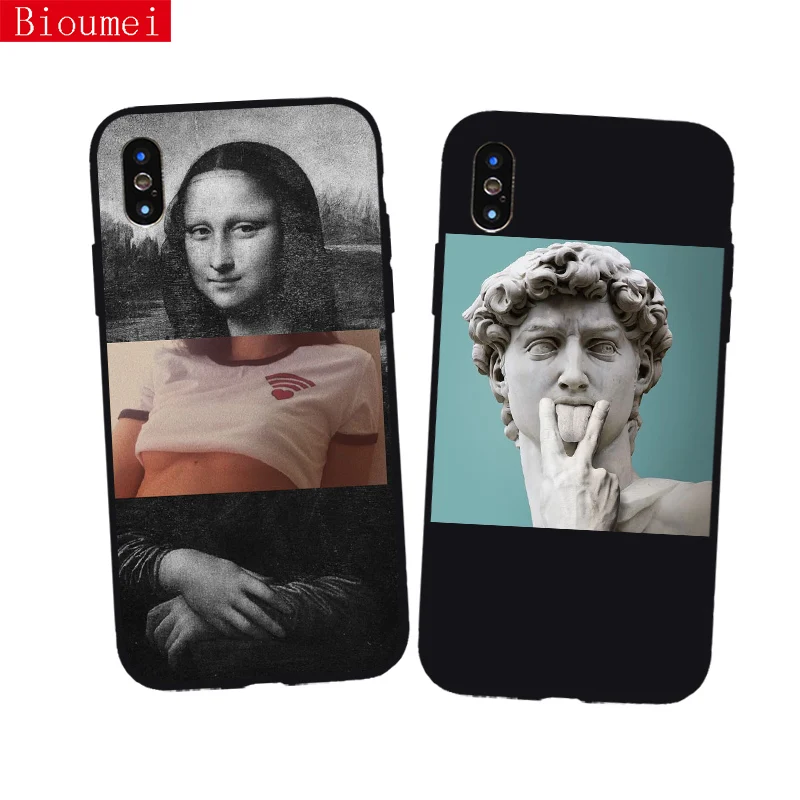 Bioumei для iphone X Case Мона Лиза искусство Дэвид Мягкий силиконовый чехол Apple 6 6s 7 8 Plus 5 5S