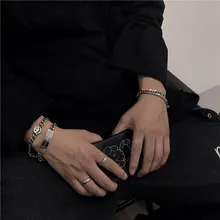 Мужской браслет из нержавеющей стали, кубинская цепочка на руку, серебряный мужской браслет, мужские аксессуары, браслеты в стиле рок, панк, браслет с буквами