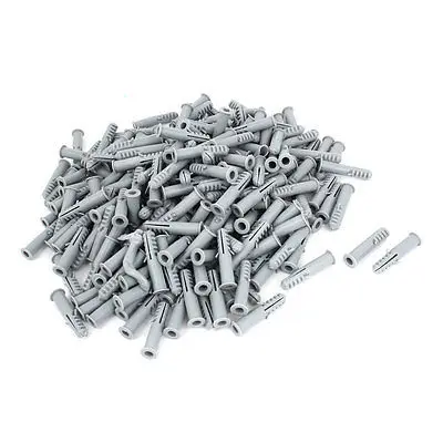

500 Pcs Plastic Anti-rotation Wall Mounted Expansion Nail Plug Gray 8mm x 35mm
