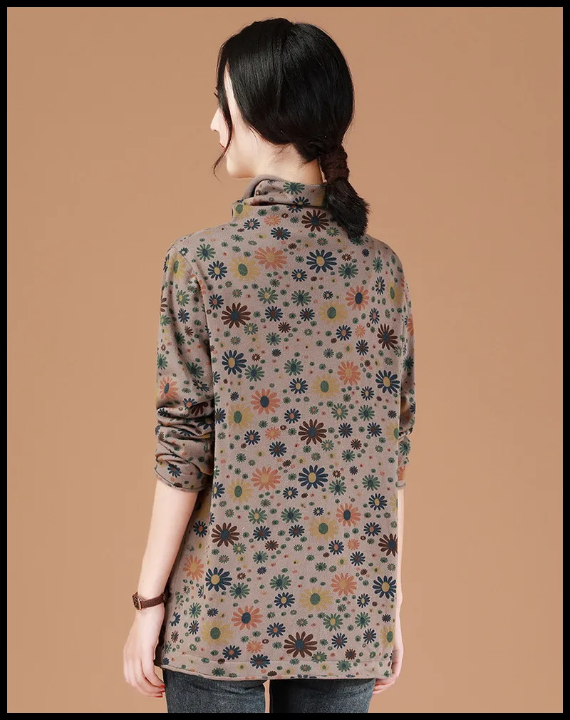 High-grade new women's retro pattern design casual all-match comfortable soft breathable fashion no-iron flower pattern pullover High-grade new women's retro pattern design casual all-match comfortable soft breathable fashion no-iron flower pattern pullover