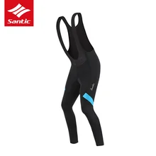Santic, новинка, классический зимний теплый флисовый тренировочный комбинезон для велоспорта с плоским замком и высокой плотностью, Длинные облегающие штаны для велоспорта