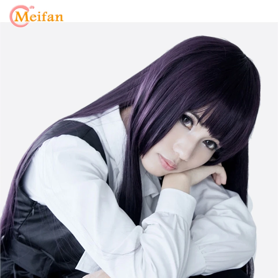 Synthetic Wig MEIFAN Cosplay Anime 100cm Long Straight Heat Resistant Purple Black Natural Hair Cosplay Costume Party Wig synthetic wig halloween wig