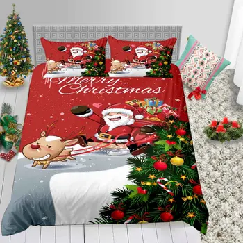 

Thumbedding Kids Christmas Bedding Twin Classic Red Cute 3D Duvet Cover Set Santa Series King Queen Full Double Bed Set