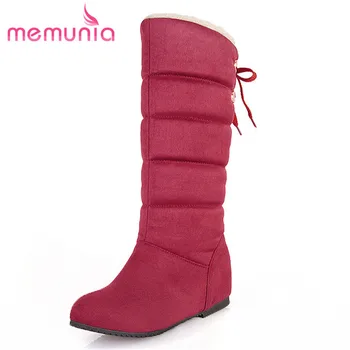 

MEMUNIA 2020 big size 44 mid calf boots women shoes thick fur warm winter boots comfortable casual shoes ladies snow boots