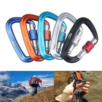 

12KN Mountaineering Caving Rock Climbing Carabiner D Shaped Safety Master Screw Lock Buckle Escalade Equipement