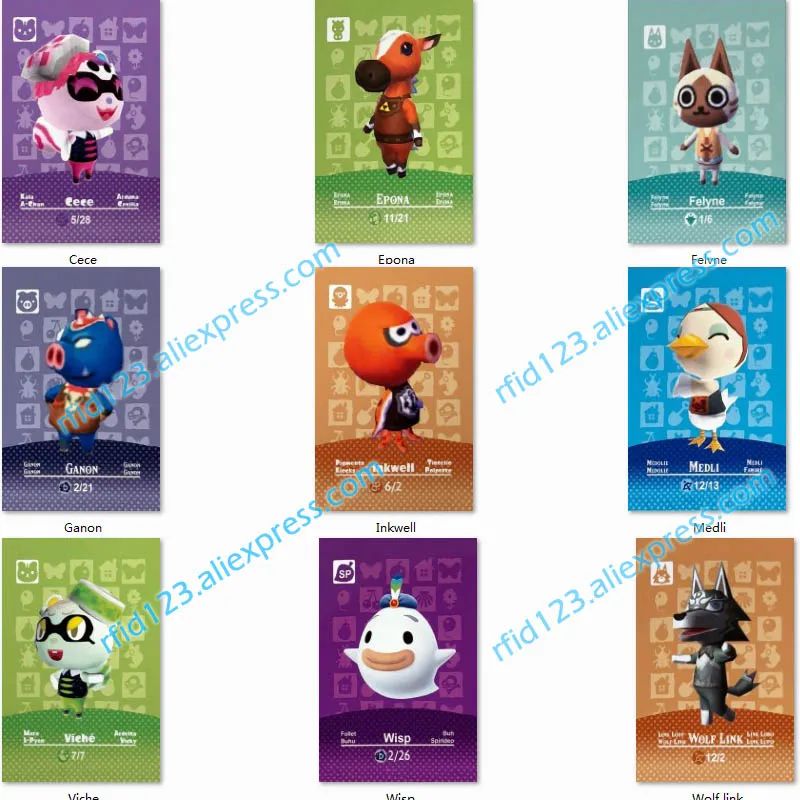 

Special Animal Crossing Amiibo Card Wolf link Cece Medli Wisp