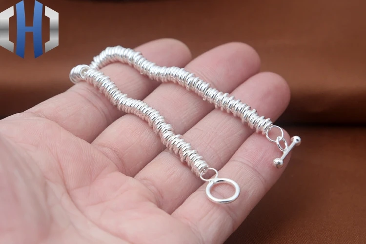 

S925 Sterling Silver Jewelry Fashion Retro Wild Plain Silver Multi-ring Female Accessories Jewelry Bracelet Bracelet