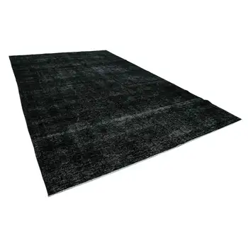 

290x483 Cm Black Handmade Overdyed Large Area Rug-9x16 Ft