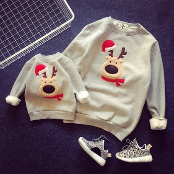 

2021 High Quality Christmas Adult Kids Pajamas Couple Mommy and Me Santa Claus Elk Family Match Sweaters Xmas Sweatshirt Outfits