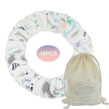 

Makeup Removal Cotton Pad Cartoon Prints Reusable Cotton Pads For Face Eye 16PCS Washable With Laundry Bag