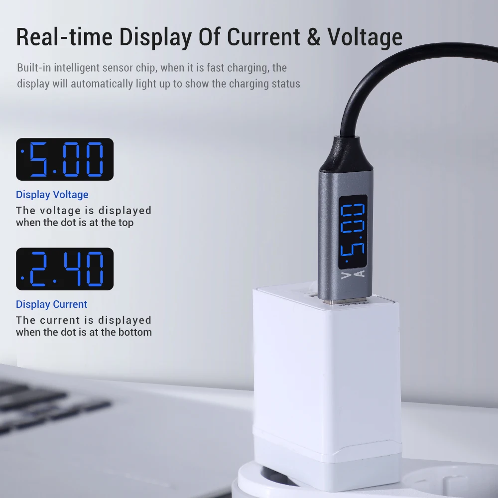 Кабель Micro USB TOPK длина 1 м отображение напряжения и силы тока|cable for|usb cable ledmicro usb |