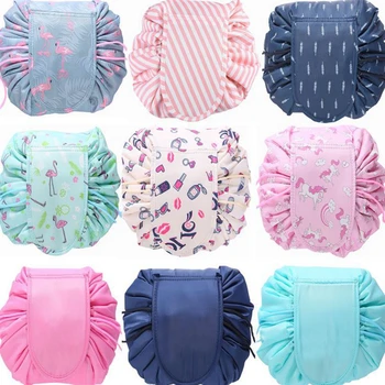 

Flamingo Lazy Drawstring Cosmetic Bag Multi-function Travel Magic Pouch Portable Wash Bag Makeup Organizer Storage Bags