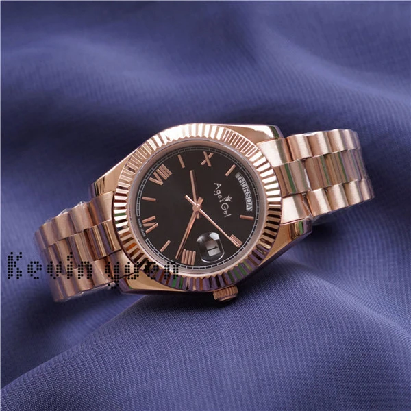 

Luxury Brand New Men Daydate Rose Gold Silver Black Green Watch Automatic Mechanical Stainless Steel Sapphire Watches Day date