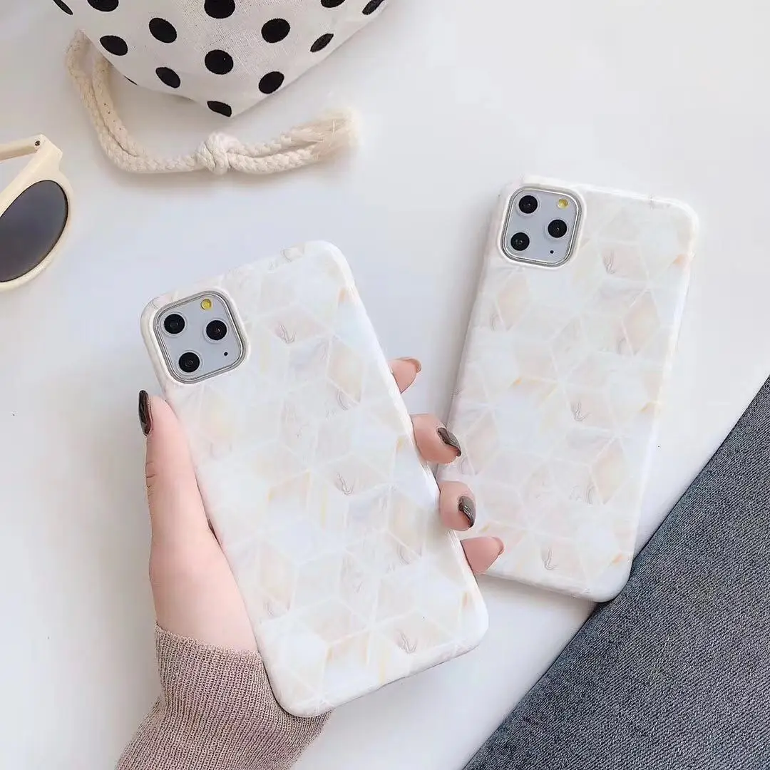 

Gimfun Simple Geometric Marble Phone Case for Iphone 11 Pro Max Glossy Soft Tpu Case for Iphone 6s 7 8plus Xs Max Xr Back Cover