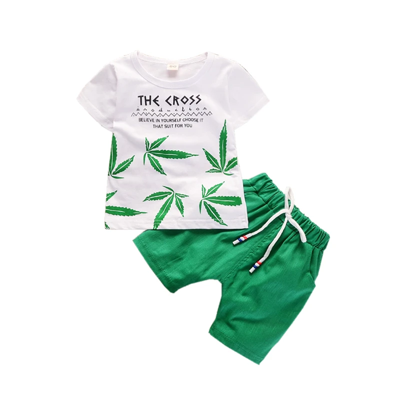 New Fashion Boy Girl Clothing Summer Children Kids Printed T-Shirt Shorts 2Pcs/Sets Toddler Leisure Suits Baby Cotton Tracksuits | Детская