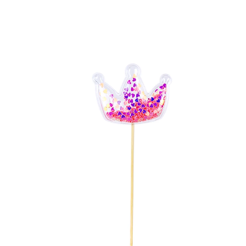 Transparent Confetti Love Heart Star Crown Mermaid Tail Cloud Shape Cup Cake Topper Valentine Children's Day Party Decorations