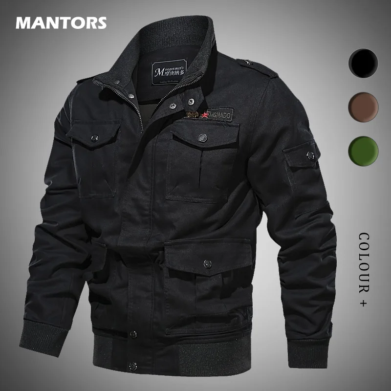 Casual Men Jackets Spring Autumn Cotton Brand Men's Bomber Jacket Outdoor Windbreaker Multi-pockets Tactical Zip Up Coats | Мужская