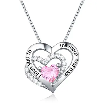 

AILIN Customized Triple Heart Necklace With Birthstone In Sterling Silver For Mother's Day Jewelry