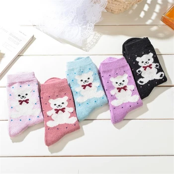 

10Pairs 2020 New Autumn Women Men Unisix Wool Socks In Tube Animal Cute Socks Rabbit Bear Soft Cartoon Socks Girl