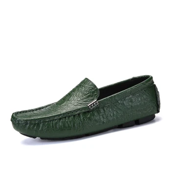 

New Men's Casual Shoes Crocodile Leather Shoes Italian Loafers Comfortable Lightweight Moccasins Slip-on Boat Mens Shoes 38-47
