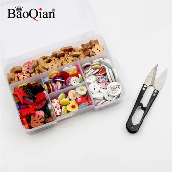 

230Pcs/Box Various Acrylic Wooden Buttons For Clothing Diy Botones Infantiles Decorative Scrapbooking Crafts Sewing Accessories