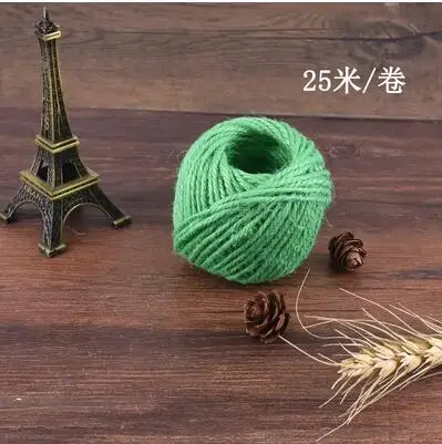 Emerald 10 шаров* 25 м красочные шпагат украшения пеньковой веревки DIY ручной работы аксессуар натуральный окрашенный Лен нить для вязания крючком ремесло ZL5247 - Цвет: Emerald