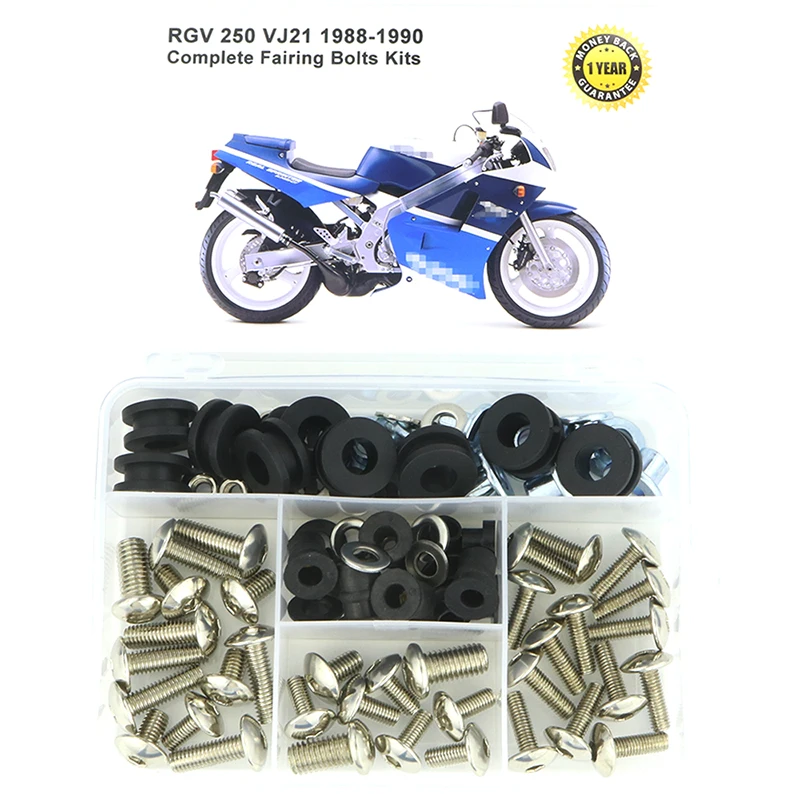 

Fit For Suzuki RGV 250 VJ21 1988 1989 1990 Complete Full Fairing Bolts Kit Bodywork Screws Steel Clips Speed Nuts Covering Bolts