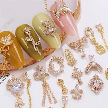 5 шт./лот 3D Розовая цепочка, металлический циркон, украшения для ногтей, украшения для ногтей, высокое качество, циркон, кристалл, маникюр, циркон, алмазные подвески