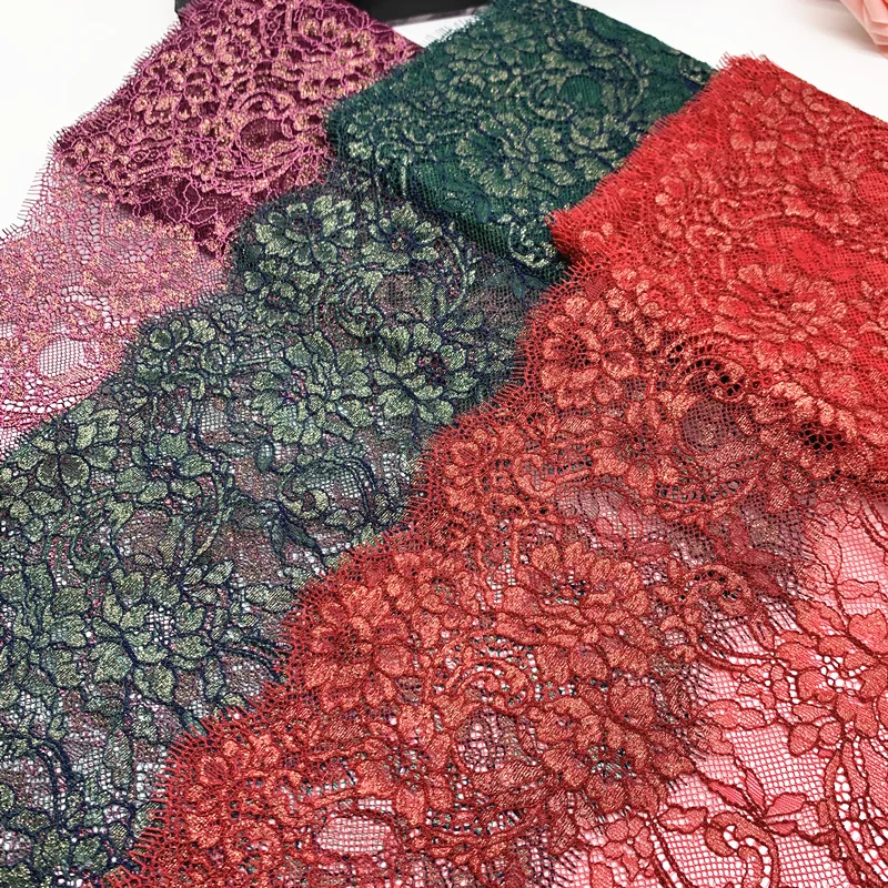 3y/lot Width 24.50cm 4 Colors Shimmer Eyelash Lace Trim Foil Skirt Hem For Dress Sewing Applique Costume Dress Fabric Lace Bjd 1