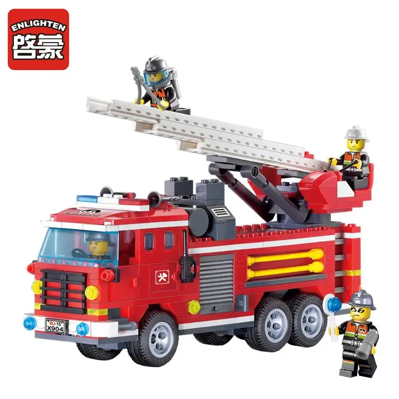 

Enlighten Building Block Fire Rescue Three Bridge Fire Engines 4 Fireman 364pcs Educational Bricks Legoingly Toy Boy Gift
