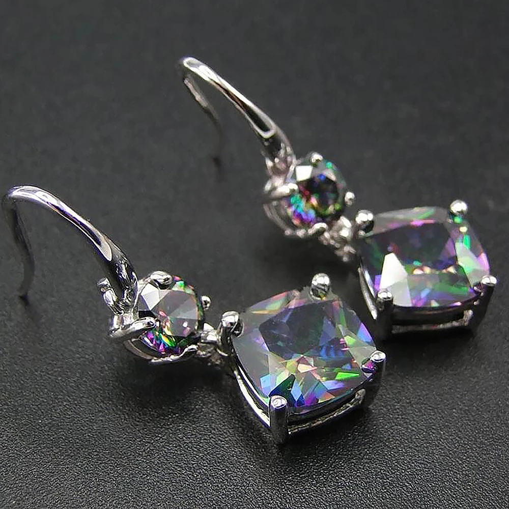 Huitan Multicolor Cubic Zirconia Women Drop Earrings Graceful Accessories for Evening Party Female Christmas Gift Luxury Jewelry