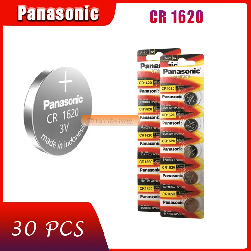 30x Panasonic CR1620 кнопочный Миниатюрный элемент питания CR1620 автомобильный пульт дистанционного управления электрическая сигнализация 3 В литиевая батарея