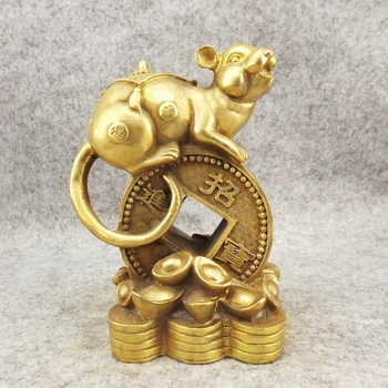 

Old antique Bronze Arts & Crafts Large zodiac decoration copper mouse mascot lucky mouse crafts